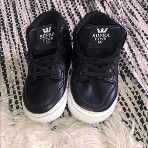 Size 3 soft sole baby supras in black